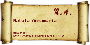 Matula Annamária névjegykártya